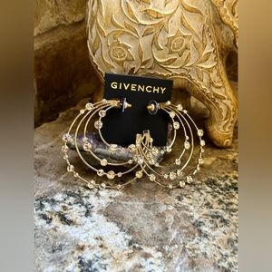 Authentic Givenchy Huge Gold Gemstone Hoop Earrings